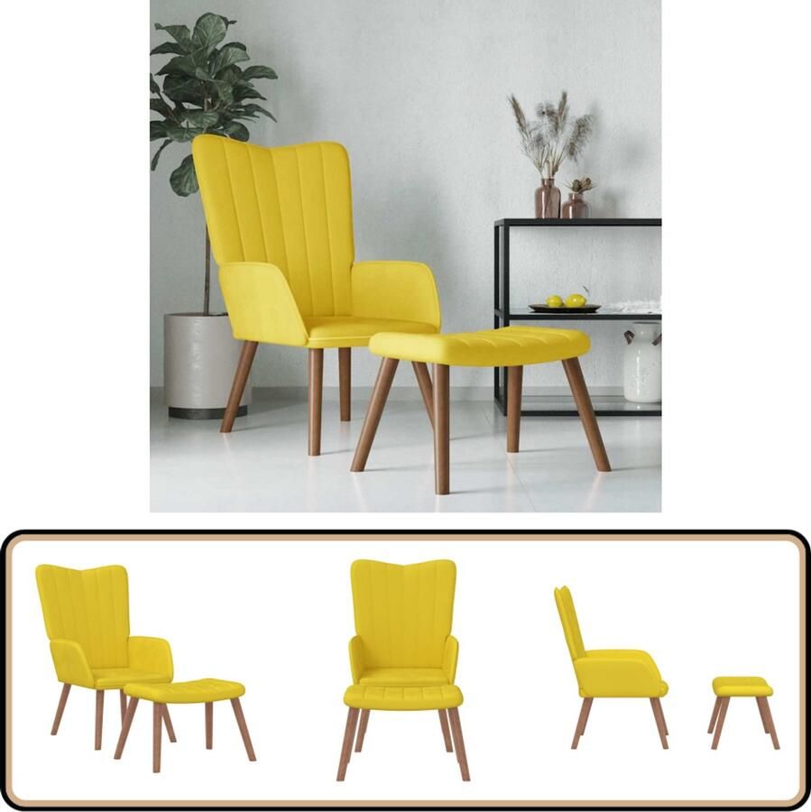 VidaXL Relaxstoel met voetenbank Fluweel Mosterdgeel Relaxfauteuil Lounge Stoel Fauteuils Loungestoel Woonkamer Meubels Huiskamer Meubilair Fluweel Stoel Mustard Yellow