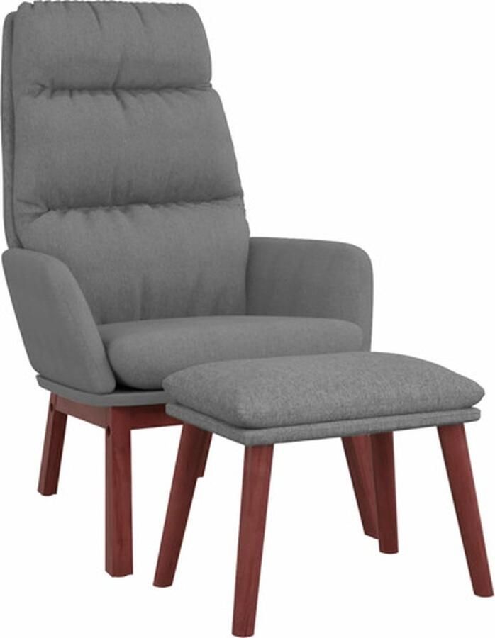 VidaXL Relaxstoel met voetenbank lichtgrijs Relaxfauteuil Fauteuil Loungestoel Tuinstoel Buitenmeubilair