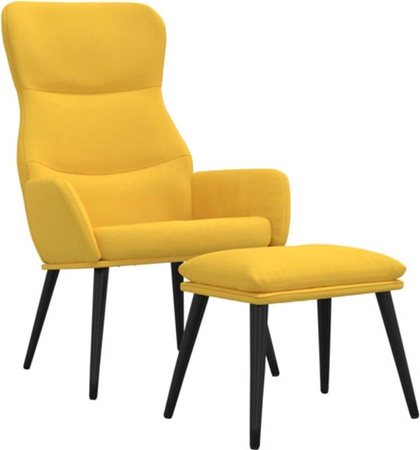 VidaXL Relaxstoel met voetenbank Mosterdgeel Relaxfauteuil Fauteuil Loungestoel Mosterdgeel Gele Fauteuils