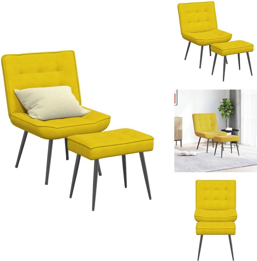 VidaXL Relaxstoel Met Voetenbank Relaxstoelen Met Voetenbank Stoel Relaxstoel met voetenbank fluweel geel