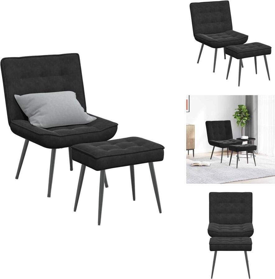VidaXL Relaxstoel Met Voetenbank Relaxstoelen Met Voetenbank Stoel Relaxstoel met voetenbank fluweel zwart