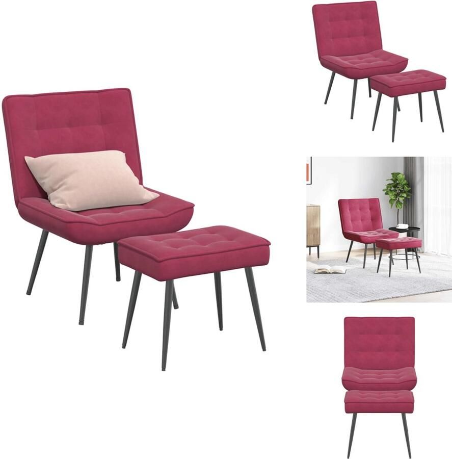 VidaXL Relaxstoel Met Voetenbank Relaxstoelen Met Voetenbank Stoel Relaxstoel met voetenbank fluweel wijnrood