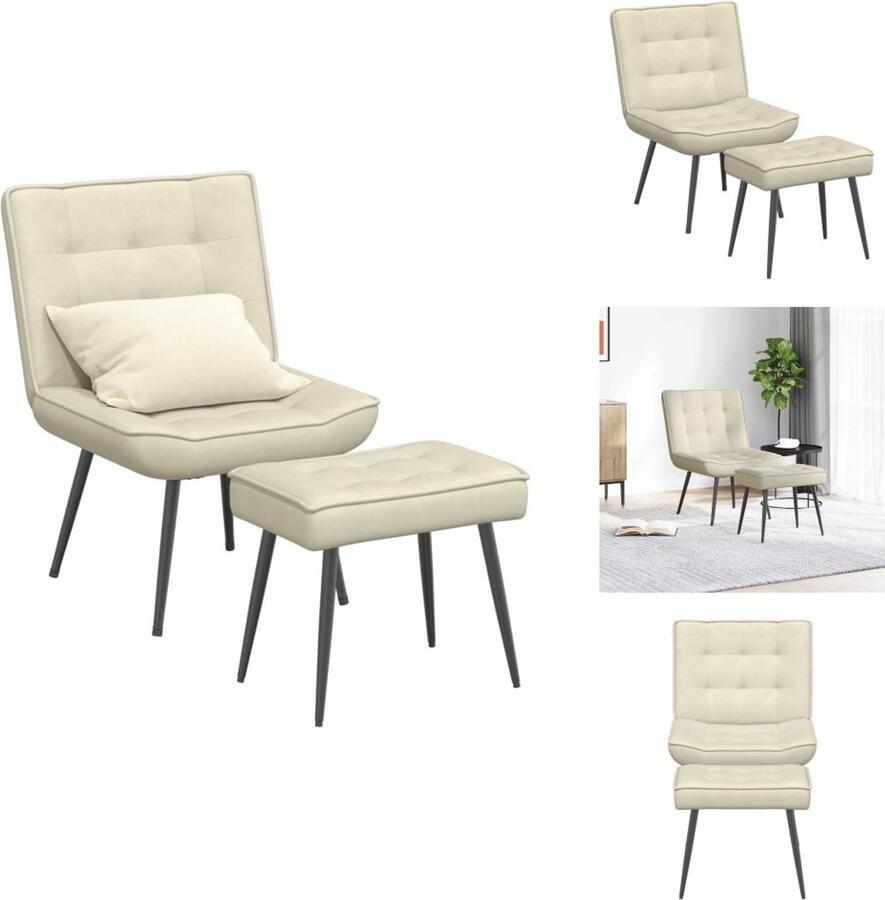 VidaXL Relaxstoel Met Voetenbank Relaxstoelen Met Voetenbank Stoel Relaxstoel met voetenbank fluweel crèmekleurig