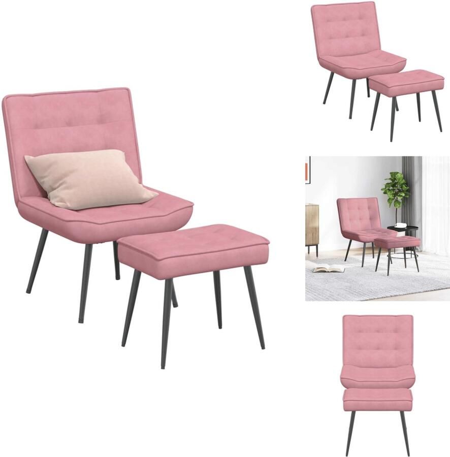 VidaXL Relaxstoel Met Voetenbank Relaxstoelen Met Voetenbank Stoel Relaxstoel met voetenbank fluweel roze