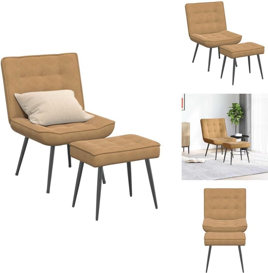 VidaXL Relaxstoel Met Voetenbank Relaxstoelen Met Voetenbank Stoel Relaxstoel met voetenbank fluweel bruin