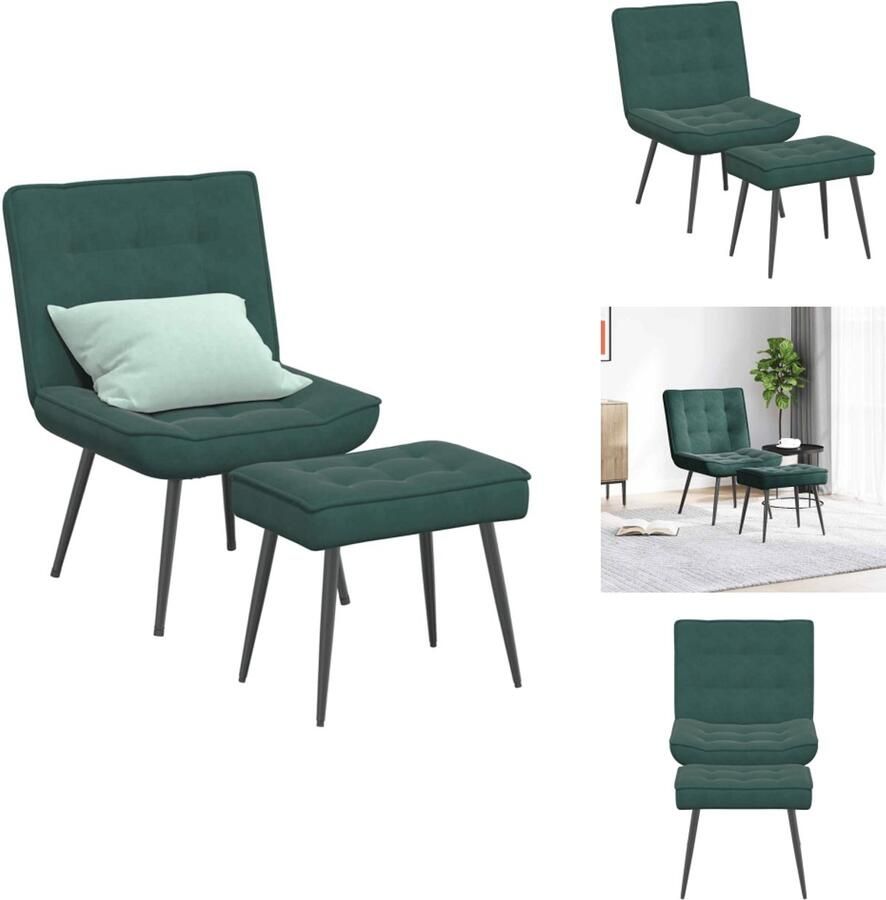 VidaXL Relaxstoel Met Voetenbank Relaxstoelen Met Voetenbank Stoel Relaxstoel met voetenbank fluweel donkergroen