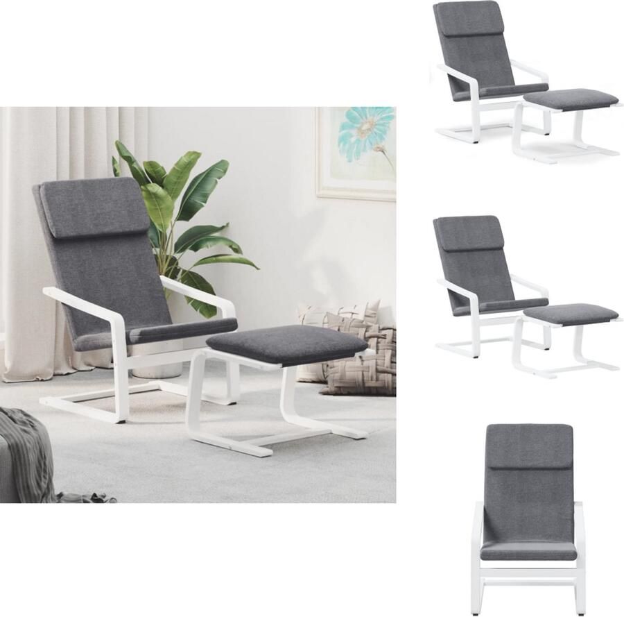 VidaXL Relaxstoel Met Voetenbank Relaxstoelen Met Voetenbanken Relaxfauteuil Slaapfauteuil Relaxstoel met voetenbank stof donkergrijs