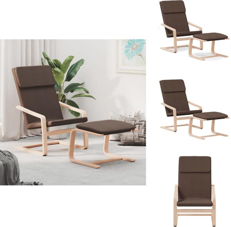 VidaXL Relaxstoel Met Voetenbank Relaxstoelen Met Voetenbanken Relaxfauteuil Slaapfauteuil Relaxstoel met voetenbank stof donkerbruin