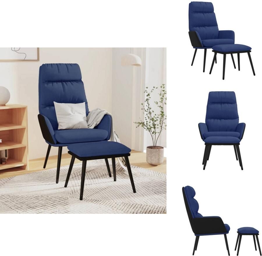 VidaXL Relaxstoel Met Voetenbank Relaxstoelen Met Voetenbanken Zetel Met Voetenbankje Relaxstoel met voetenbank stof en kunstleer blauw