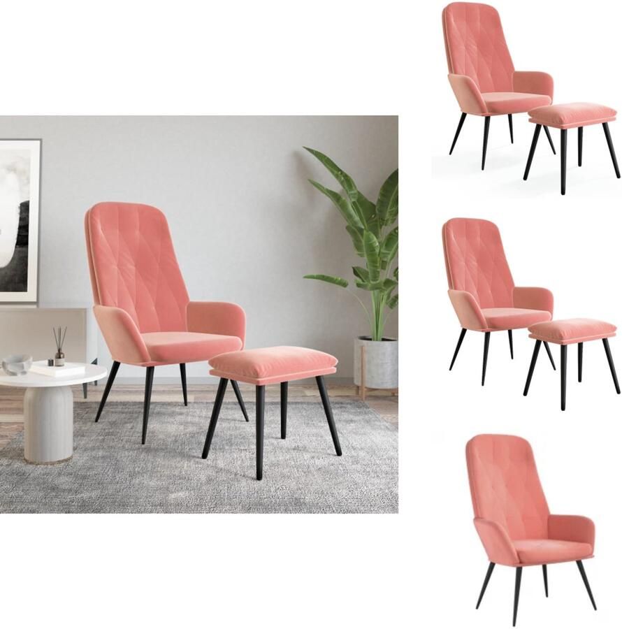 VidaXL Relaxstoel Met Voetenbank Relaxstoelen Met Voetenbanken Zetel Met Voetenbankje Relaxstoel met voetenbank fluweel roze