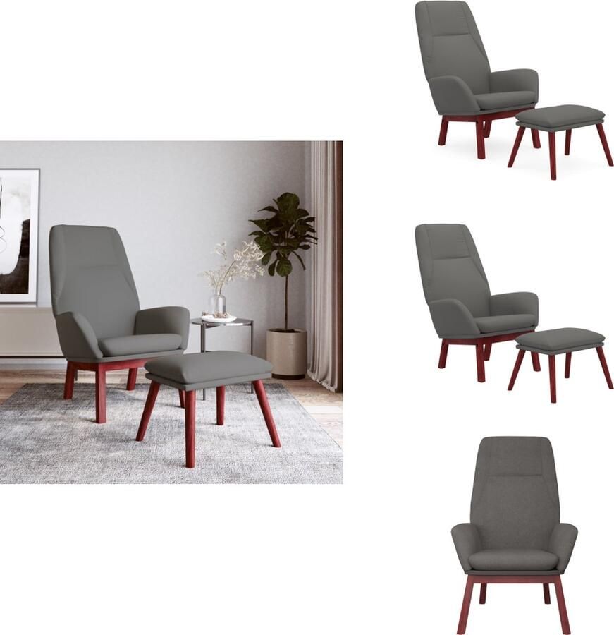 VidaXL Relaxstoel Met Voetenbank Relaxstoelen Met Voetenbanken Zetel Met Voetenbankje Relaxstoel met voetenbankje stof lichtgrijs