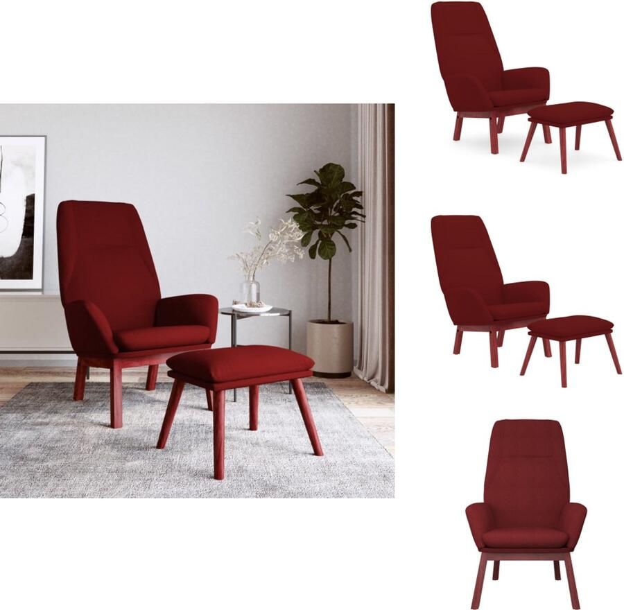 VidaXL Relaxstoel Met Voetenbank Relaxstoelen Met Voetenbanken Zetel Met Voetenbankje Relaxstoel met voetenbank stof wijnrood