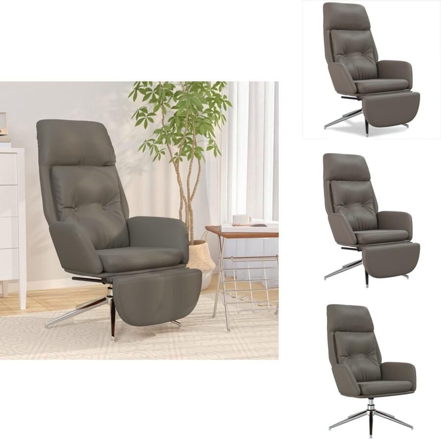 VidaXL Relaxstoel Met Voetenbank Relaxstoelen Met Voetenbanken Zetel Met Voetenbankje Relaxstoel met voetensteun echt leer en kunstleer grijs