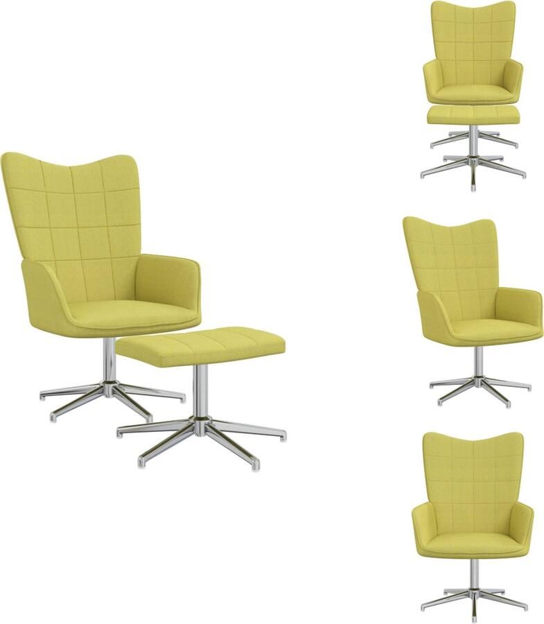 VidaXL Relaxstoel Met Voetenbank Relaxstoelen Met Voetenbanken Zetel Met Voetenbankje Zetels Met Voetenbankjes Relaxstoel met voetenbank stof groen