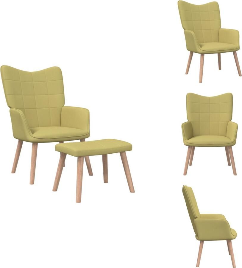 VidaXL Relaxstoel Met Voetenbank Relaxstoelen Met Voetenbanken Zetel Met Voetenbankje Zetels Met Voetenbankjes Relaxstoel met voetenbank stof groen