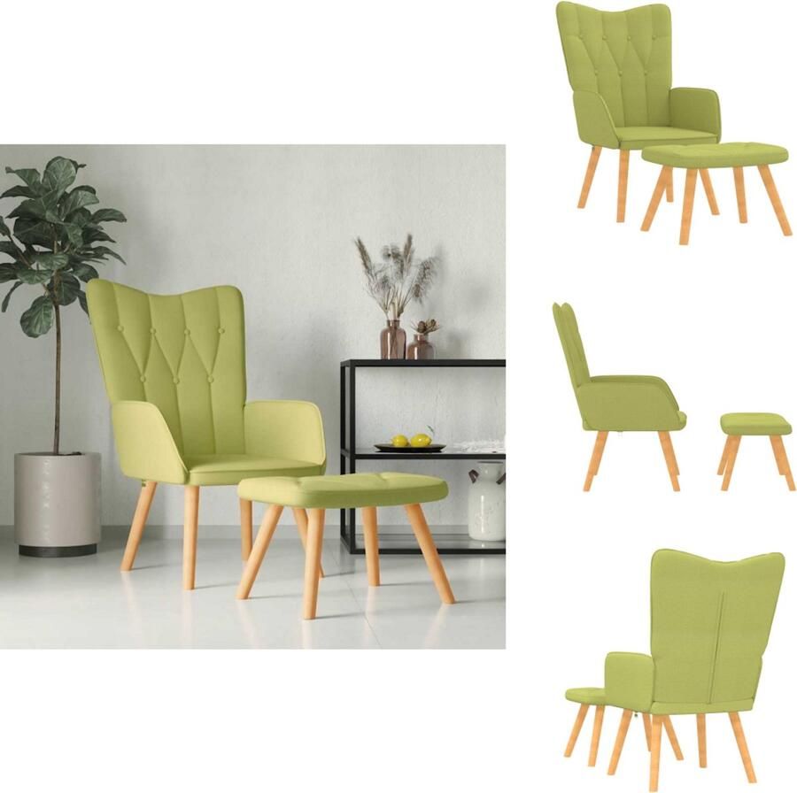 VidaXL Relaxstoel Met Voetenbank Relaxstoelen Met Voetenbanken Zetel Met Voetenbankje Zetels Met Voetenbankjes Relaxstoel met voetenbank stof groen