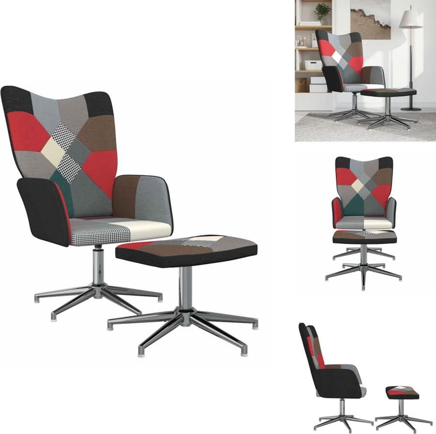 VidaXL Relaxstoel Met Voetenbank Relaxstoelen Met Voetenbanken Zetel Met Voetenbankje Zetels Met Voetenbankjes Relaxstoel met voetenbank patchwork stof