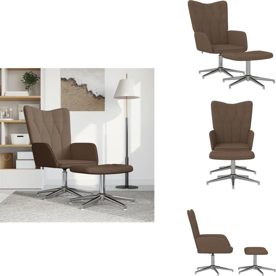 VidaXL Relaxstoel Met Voetenbank Relaxstoelen Met Voetenbanken Zetel Met Voetenbankje Zetels Met Voetenbankjes Relaxstoel met voetenbank stof bruin