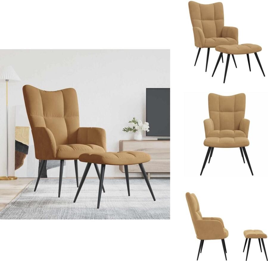 VidaXL Relaxstoel Met Voetenbank Relaxstoelen Met Voetenbanken Zetel Met Voetenbankje Zetels Met Voetenbankjes Relaxstoel met voetenbank fluweel bruin