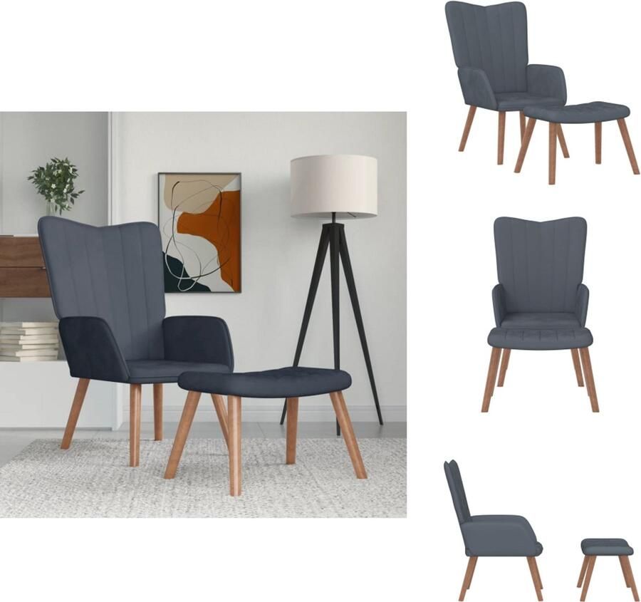 VidaXL Relaxstoel Met Voetenbank Relaxstoelen Met Voetenbanken Zetel Met Voetenbankje Zetels Met Voetenbankjes Relaxstoel met voetenbank fluweel donkergrijs