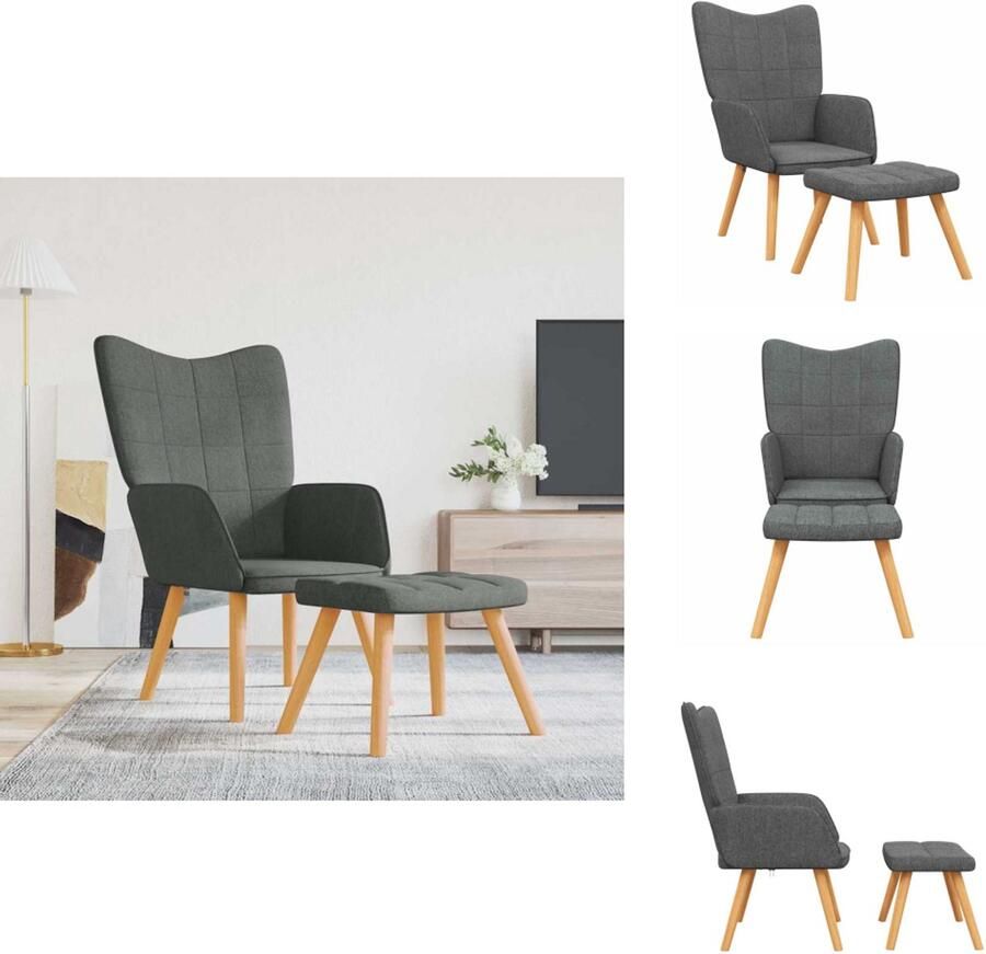 VidaXL Relaxstoel Met Voetenbank Relaxstoelen Met Voetenbanken Zetel Met Voetenbankje Zetels Met Voetenbankjes Relaxstoel met voetenbank stof donkergrijs
