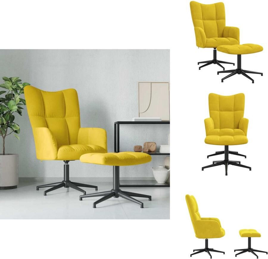 VidaXL Relaxstoel Met Voetenbank Relaxstoelen Met Voetenbanken Zetel Met Voetenbankje Zetels Met Voetenbankjes Relaxstoel met voetenbank fluweel mosterdgeel