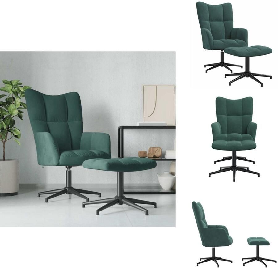 VidaXL Relaxstoel Met Voetenbank Relaxstoelen Met Voetenbanken Zetel Met Voetenbankje Zetels Met Voetenbankjes Relaxstoel met voetenbank fluweel donkergroen