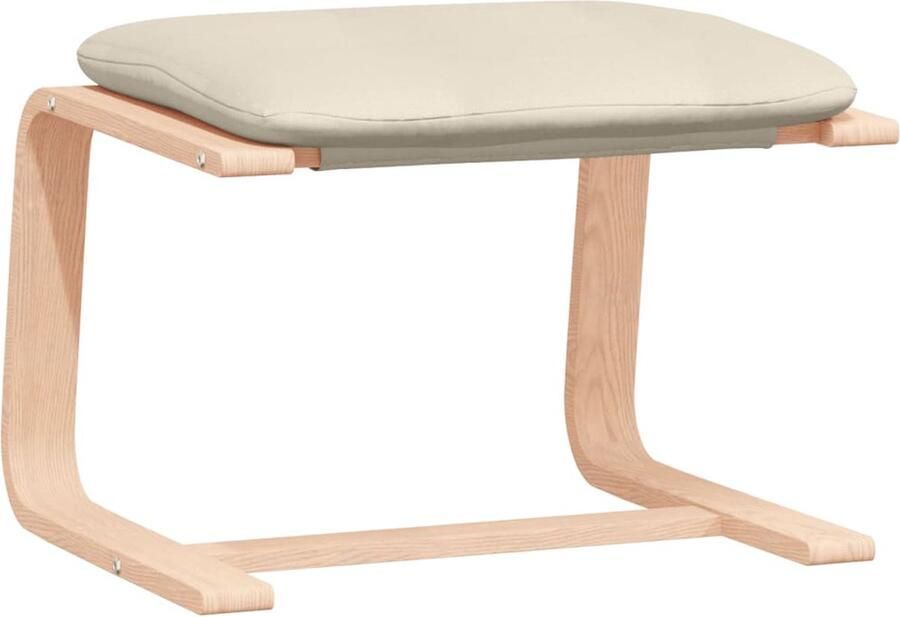 VidaXL Relaxstoel met voetenbank stof crèmekleurig - Foto 4