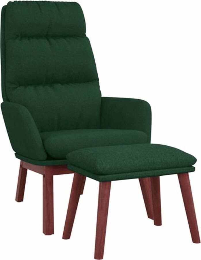 VidaXL Relaxstoel met voetenbank stof donkergroen - Foto 2