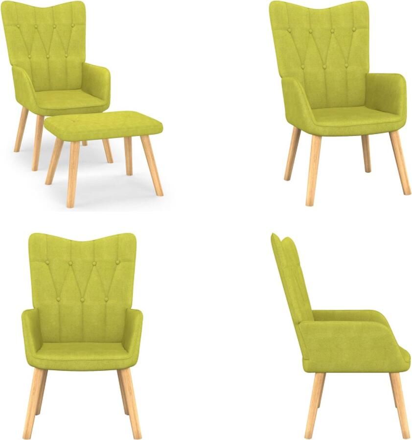 VidaXL Relaxstoel met voetenbank stof groen Relaxstoel Met Voetenbank Relaxstoelen Met Voetenbanken Zetel Met Voetenbankje Zetels Met Voetenbankjes - Foto 2