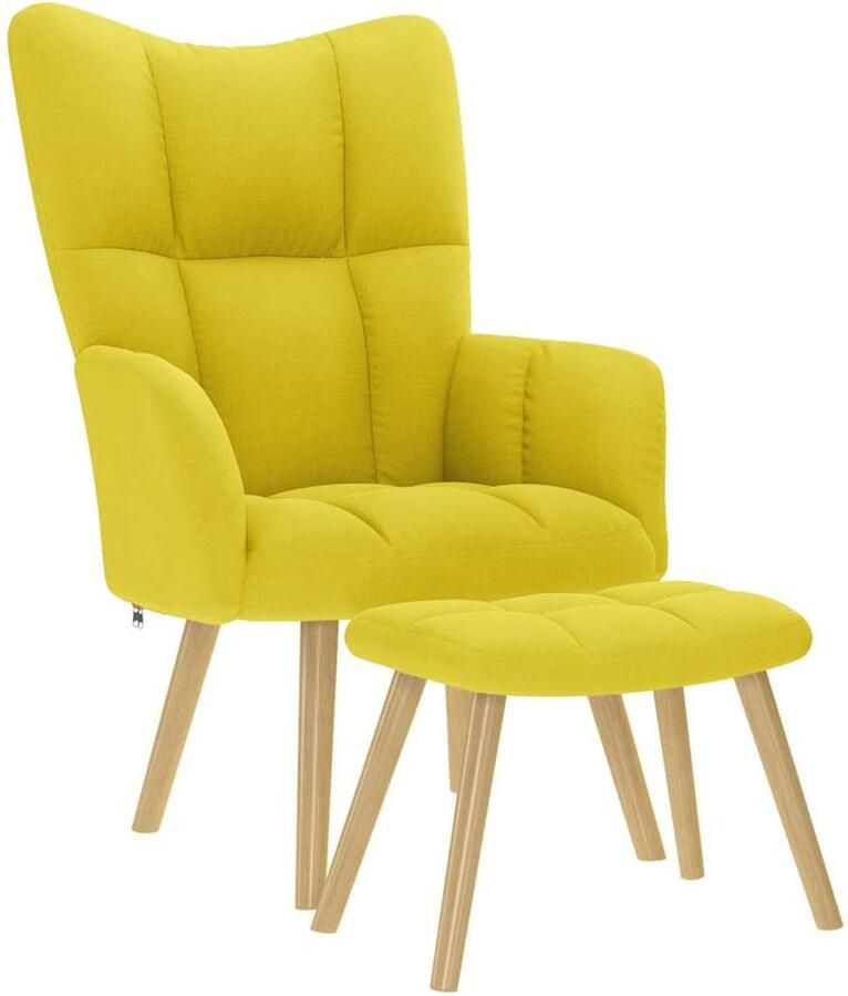 VidaXL Relaxstoel met voetenbank stof lichtgeel