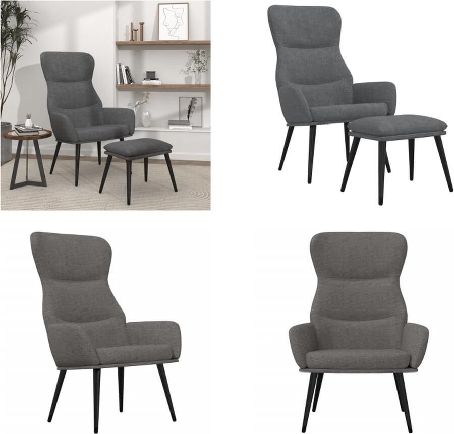 VidaXL Relaxstoel met voetenbank stof lichtgrijs Relaxstoel Met Voetenbank Relaxstoelen Met Voetenbanken Zetel Met Voetenbankje Relaxstoel