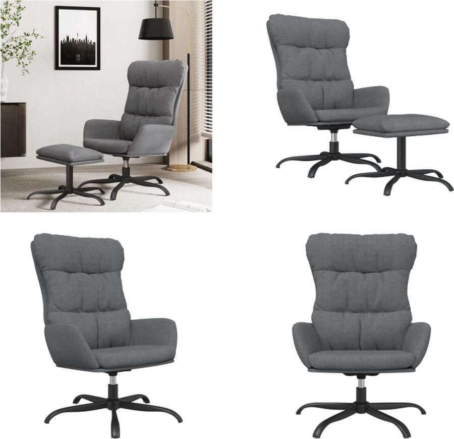 VidaXL Relaxstoel met voetenbank stof lichtgrijs Relaxstoel Met Voetenbank Relaxstoelen Met Voetenbanken Zetel Met Voetenbankje Relaxstoel