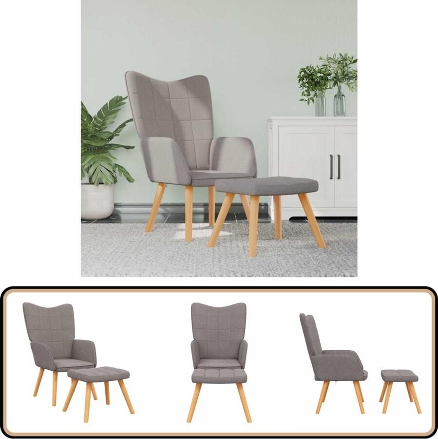 VidaXL Relaxstoel met voetenbank Taupe Comfortabel Relaxstoel Lounge Stoel Fauteuils Stoffen Meubels Woonkamer Meubilair Beige Meubels Moderne Stoffen Bank Comfortabele Stoel Tuinstoel Buitenkamer Meubel