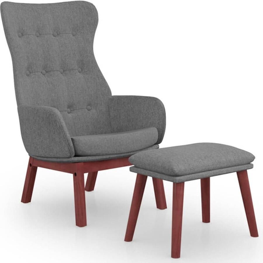 VidaXL Relaxstoel met voetenbankje stof lichtgrijs Relaxstoel Met Voetenbank Relaxstoelen Met Voetenbanken Zetel Met Voetenbankje Relaxstoel