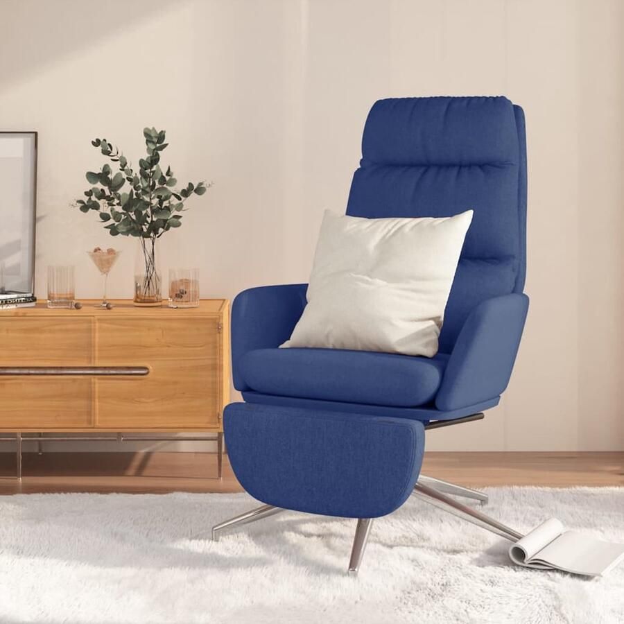 VidaXL Relaxstoel met voetensteun Blauw Relaxfauteuil Loungestoel Fauteuil Comfortabele Stoel Blauwe Stoel Tuinstoelen