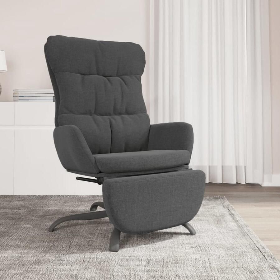 VidaXL Relaxstoel met voetensteun Donkergrijs 360° draaibaar Relaxfauteuil Fauteuil Loungestoel Leesstoel Comfortstoel Grijs Meubilair Moderne Fauteuils