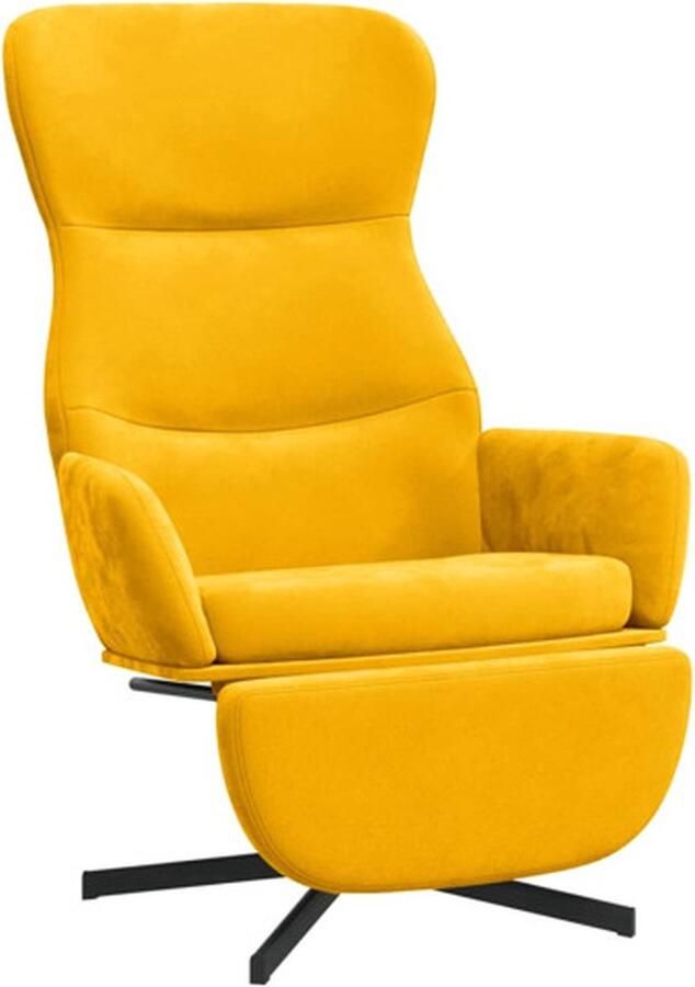VidaXL Relaxstoel met voetensteun fluweel mosterdgeel Relaxstoel Met Voetensteun Relaxstoelen Met Voetensteunen Zetel Met Voetensteun Relaxstoel