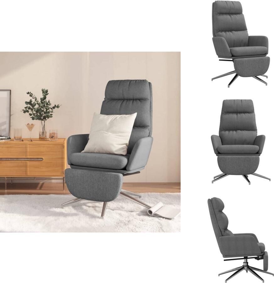 VidaXL Relaxstoel Met Voetensteun Relaxstoelen Met Voetensteunen Zetel Met Voetensteun Relaxstoel met voetensteun stof lichtgrijs