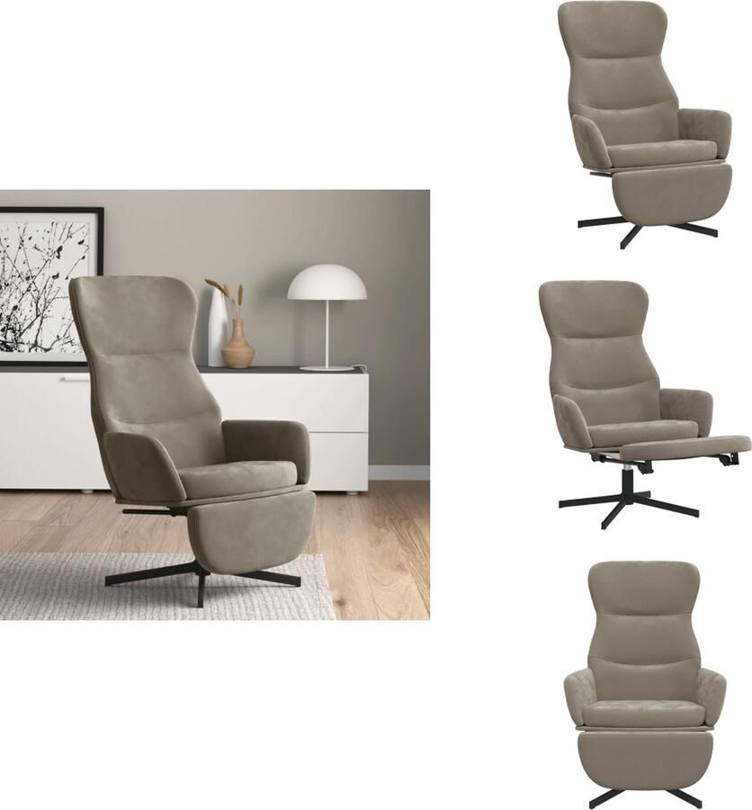 VidaXL Relaxstoel Met Voetensteun Relaxstoelen Met Voetensteunen Zetel Met Voetensteun Relaxstoel met voetenbank fluweel lichtgrijs