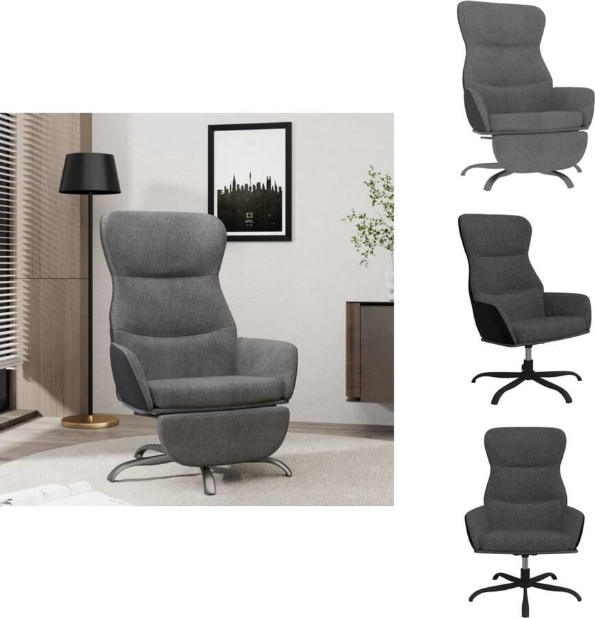 VidaXL Relaxstoel Met Voetensteun Relaxstoelen Met Voetensteunen Zetel Met Voetensteun Relaxstoel met voetensteun stof donkergrijs