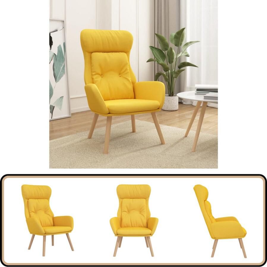 VidaXL Relaxstoel Mosterdgeel Comfortabel design Relaxstoel Fauteuils Mosterdgeel Velours Comfort Lounge Huiskamerdecoratie Leeshoek Interieurdesign Zitzak Bank