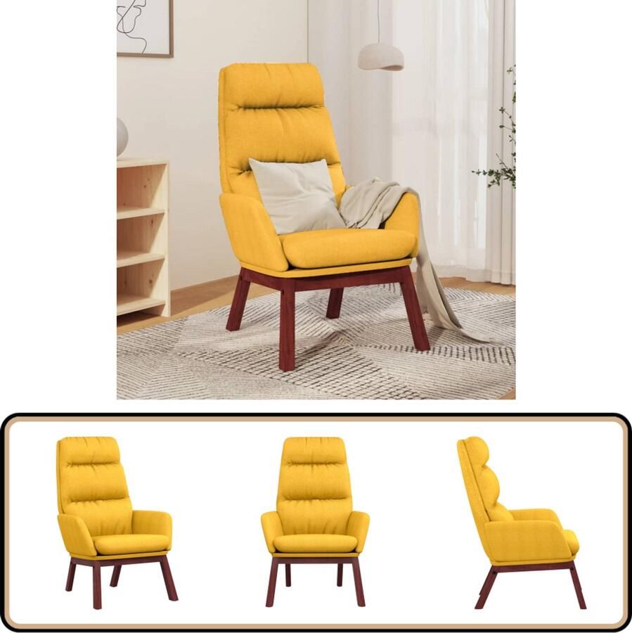 VidaXL Relaxstoel Mosterdgeel Stof Comfortabel Relaxfauteuil Fauteuils Lounge Chair Mosterdgele Meubels Comfortabele Stoelen Designstoelen Woonkamerinrichting Interieurdecoratie Online Winkelen