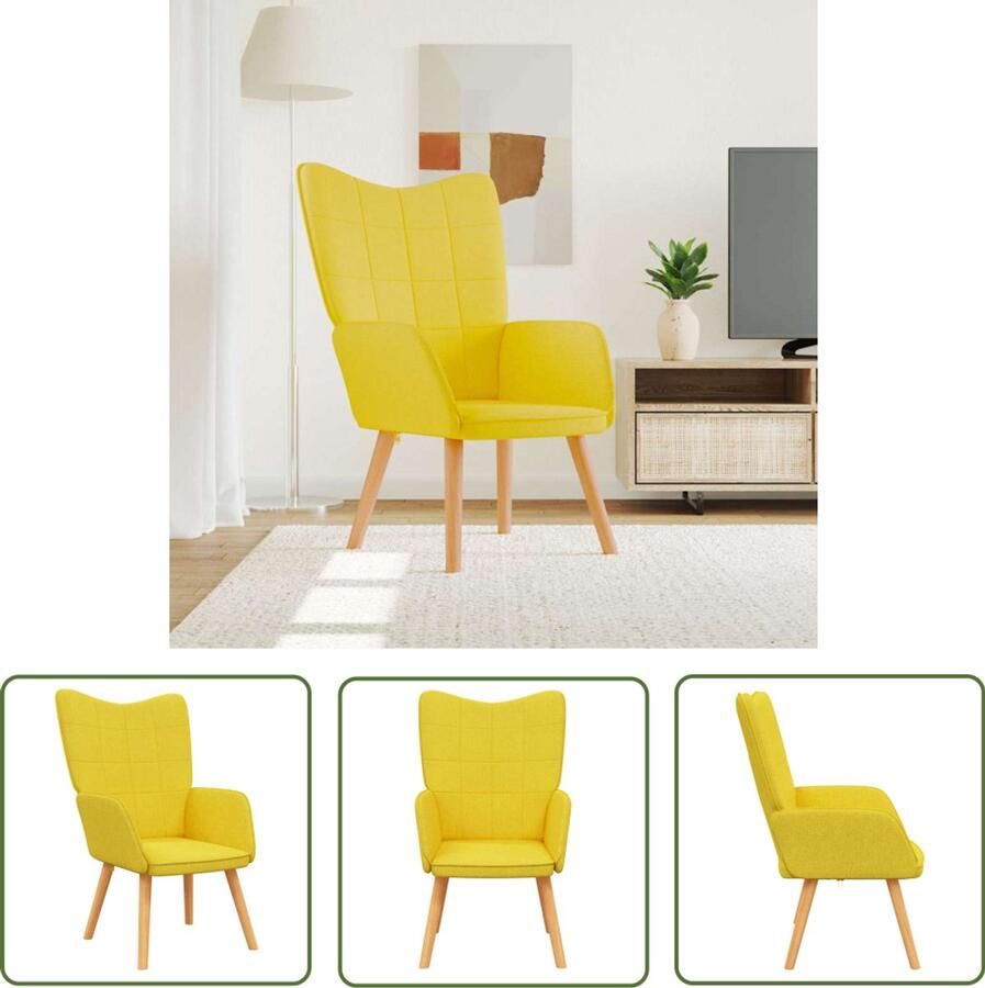 VidaXL Relaxstoel Mosterdgeel Stof Comfortabel Relaxfauteuil Lounge Stoel Mustard Geel Velours Stoffen Bank Moderne Fauteuils Comfortabele Stoel Binnenbank