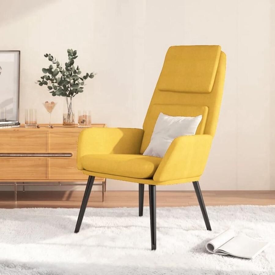 VidaXL Relaxstoel Mosterdgeel Stof Comfortabel Relaxstoel Fauteuils Lounge Chair Mustard Yellow Velours Comfort Huiskamer Meubels Interieur Design Living Room Furniture - Foto 3