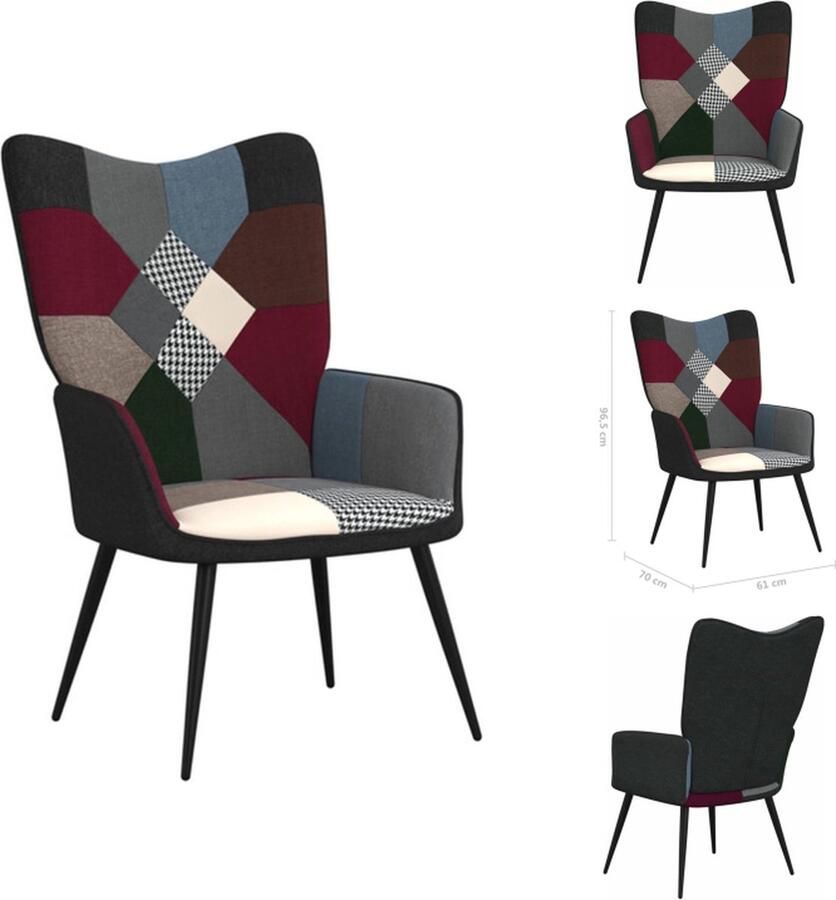 VidaXL Relaxstoel Patchwork Stof en staal 61 x 70 x 96.5 cm Fauteuil
