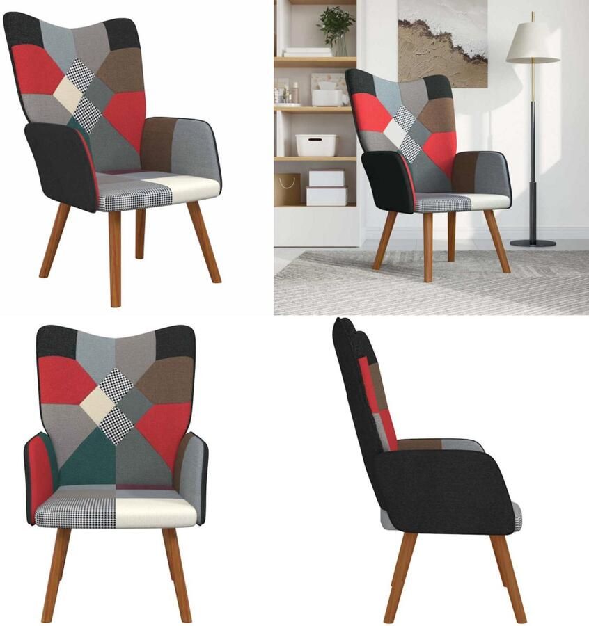 VidaXL Relaxstoel patchwork stof Relaxstoel Relaxstoelen Fauteuil Fauteuils