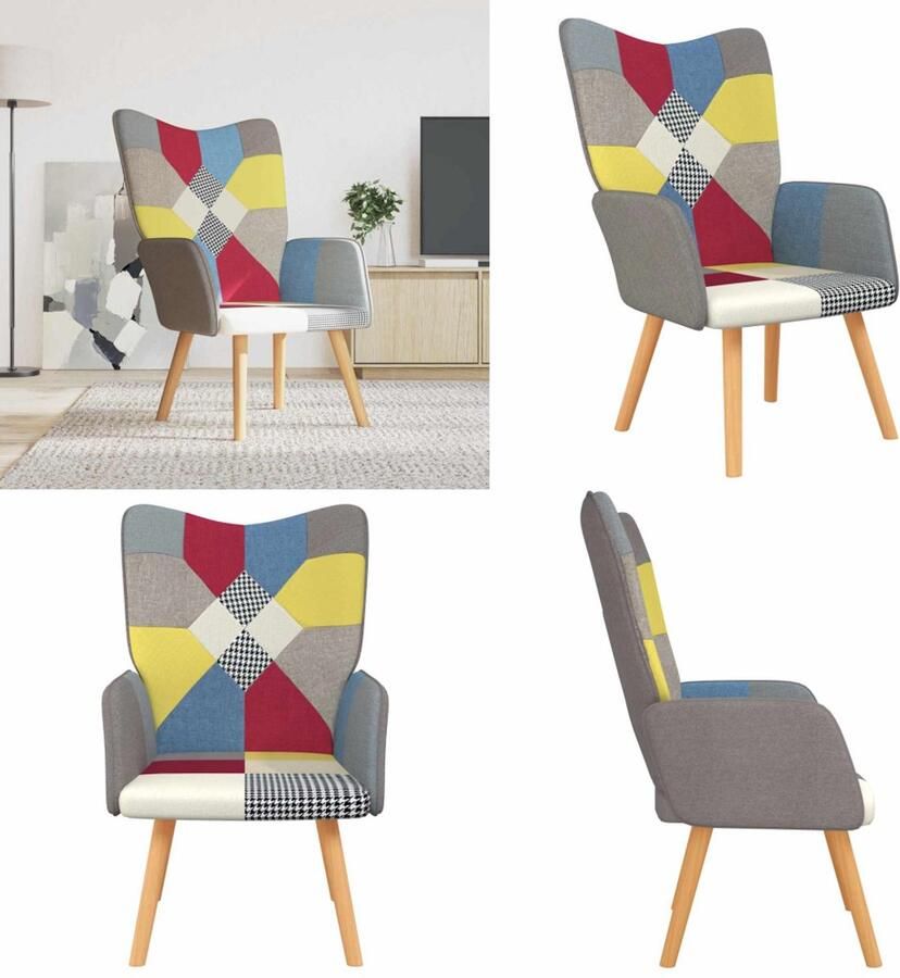 VidaXL Relaxstoel patchwork stof Relaxstoel Relaxstoelen Fauteuil Fauteuils
