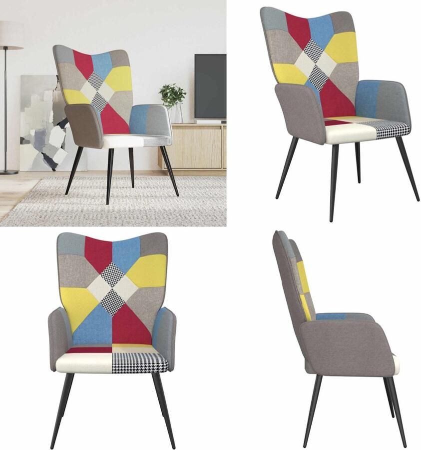 VidaXL Relaxstoel patchwork stof Relaxstoel Relaxstoelen Fauteuil Fauteuils