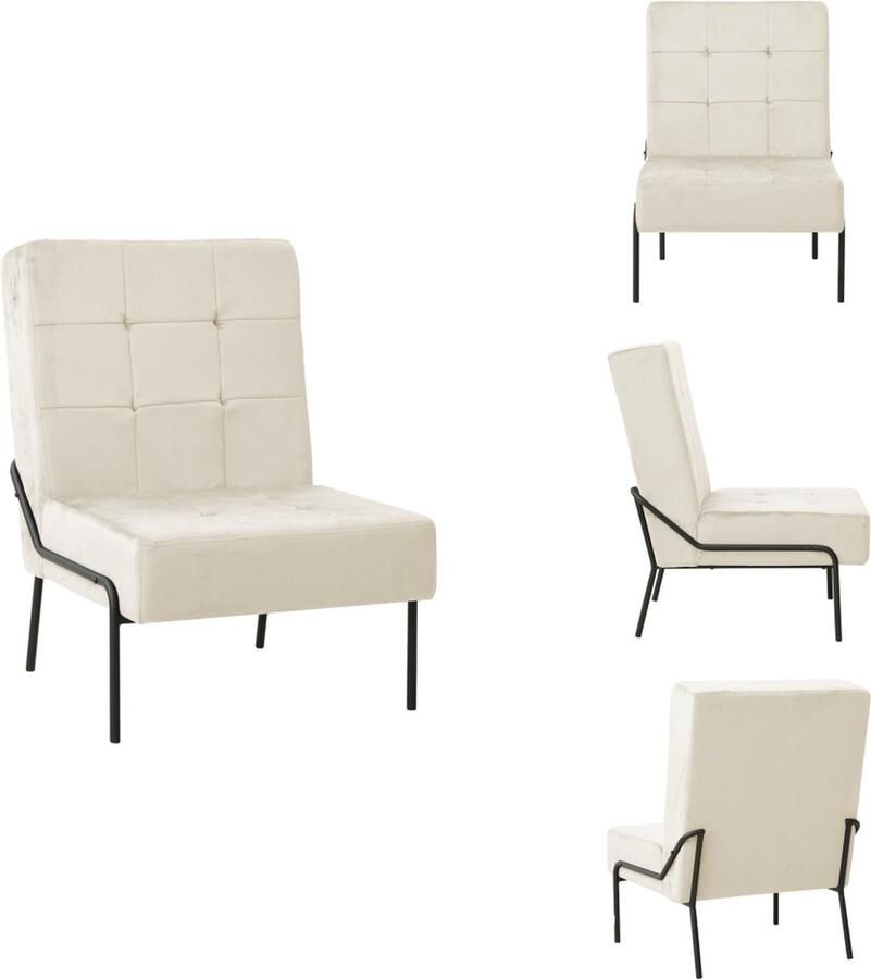 VidaXL Relaxstoel Relaxstoelen Fauteuil Fauteuils Relaxstoel 65x79x87 cm fluweel crèmewit
